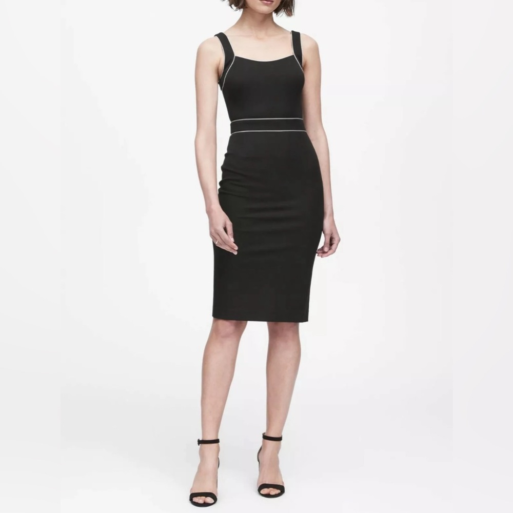 NWT Banana Republic Bi-Stretch Sheath Dress Black & White SIZE 6